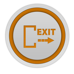 Exit circular icon on white background
