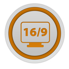 16/9 movie circular icon on white background