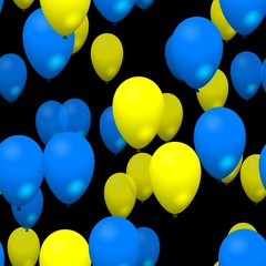 Fototapeta na wymiar Blue yellow party balloons seamless pattern