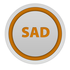 Sad circular icon on white background