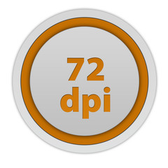 72 dpi circular icon on white background