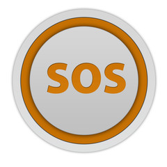 SOS circular icon on white background