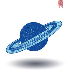 planet icon, hand drawn vector illustration.