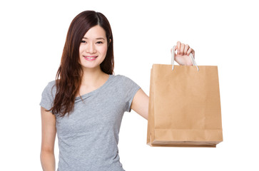 Asian Woman hold with shopping bag