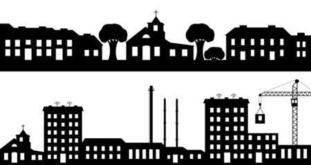 Set of silhouettes cityscapes.