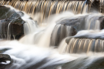 motion blurred stream falling over a weir