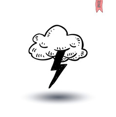 clouds and light thunder icon - vector illustration
