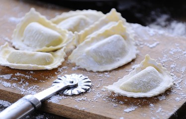 Preparing fresh ravioli.