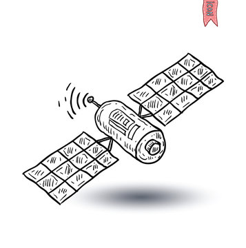 Isolated communication satellite, vector illustration.
