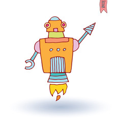Robot cartoon, vector illustration.