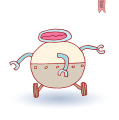 Robot cartoon, vector illustration.