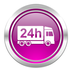 delivery violet icon 24h shipping sign