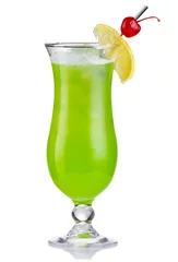 Fotobehang Cocktail Green alcholol cocktail in hurricane isolated  © Serhiy Shullye