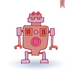 Robot cartoon, vector illustration.