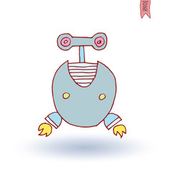 Robot cartoon, vector illustration.