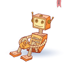 Robot cartoon, vector illustration.