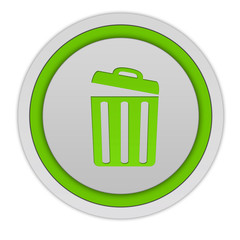 trash can circular icon on white background