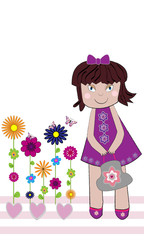 Niña y flores