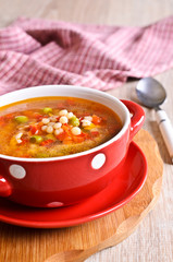Soup with small pasta and vegetables