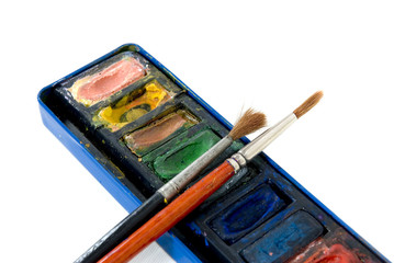 Brushes and watercolor