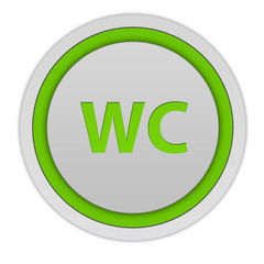 WC circular icon on white background