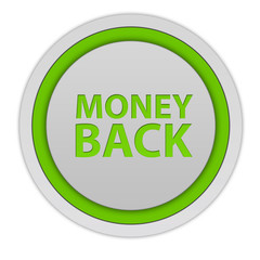 Money back circular icon on white background