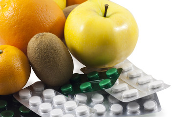 Fruit and tablets.