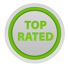 Top rated circular icon on white background