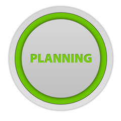 Planning circular icon on white background