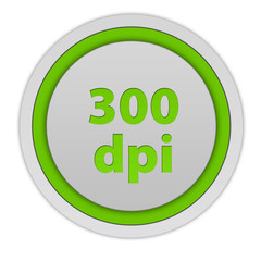 300 dpi circular icon on white background