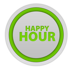 Happy hour circular icon on white background