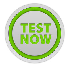 Test now circular icon on white background