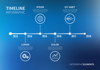 Vector timeline infographic with unfocused background and report