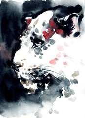 Obraz premium Leopard .Watercolor illustration
