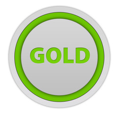 Gold circular icon on white background