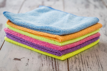 Colorful Napkins on White Wooden Background