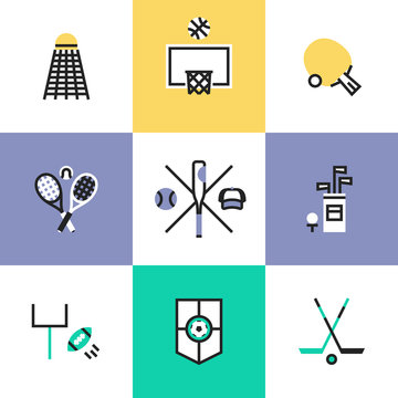 Popular sports pictogram icons set
