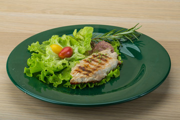 Grilled pork schnitzel