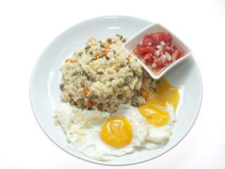 fried rice with fried eggs