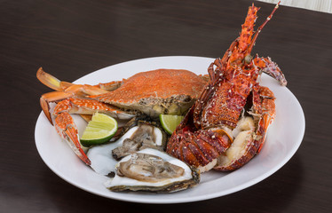 Spiny lobster, crab and oyster