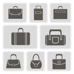 set of monochrome icons with bags for your design