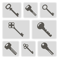 set of monochrome icons with keys for your design