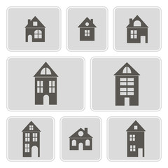 set of monochrome icons with houses for your design