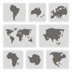 Fototapeta premium set of monochrome icons with continents for your design