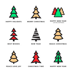 Obraz premium Christmas trees collection