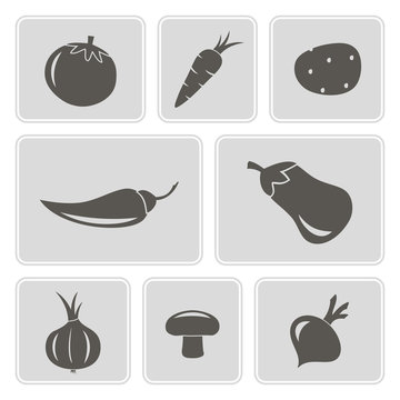 set of monochrome icons with vegetables for your design