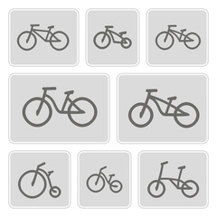 set of monochrome icons with bicycles for your design