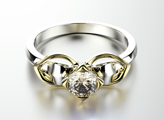 Golden Ring with Diamond. Jewelry background