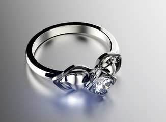 Golden Ring with Diamond. Jewelry background