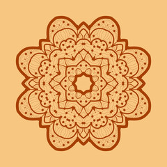 Ornamental outline mandala. Vector square flyer 